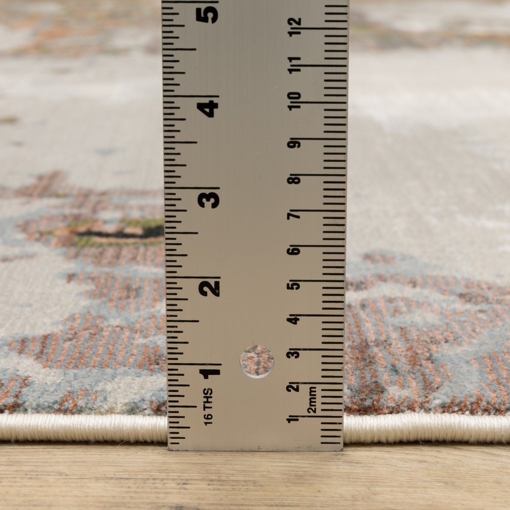 10' X 13' Grey Salmon Pink Blue Beige And Green Abstract Power Loom Stain Resistant Area Rug