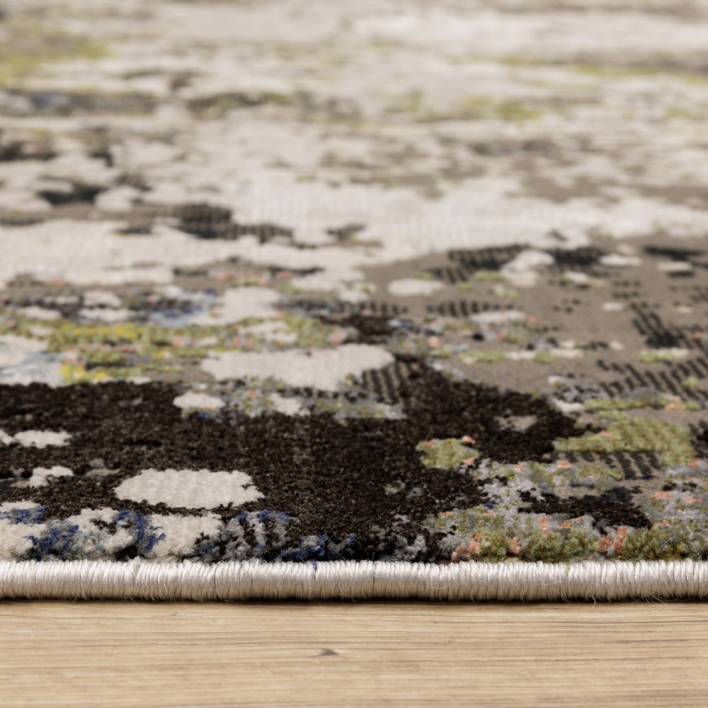 7' X 10' Gray And Green Abstract Area Rug