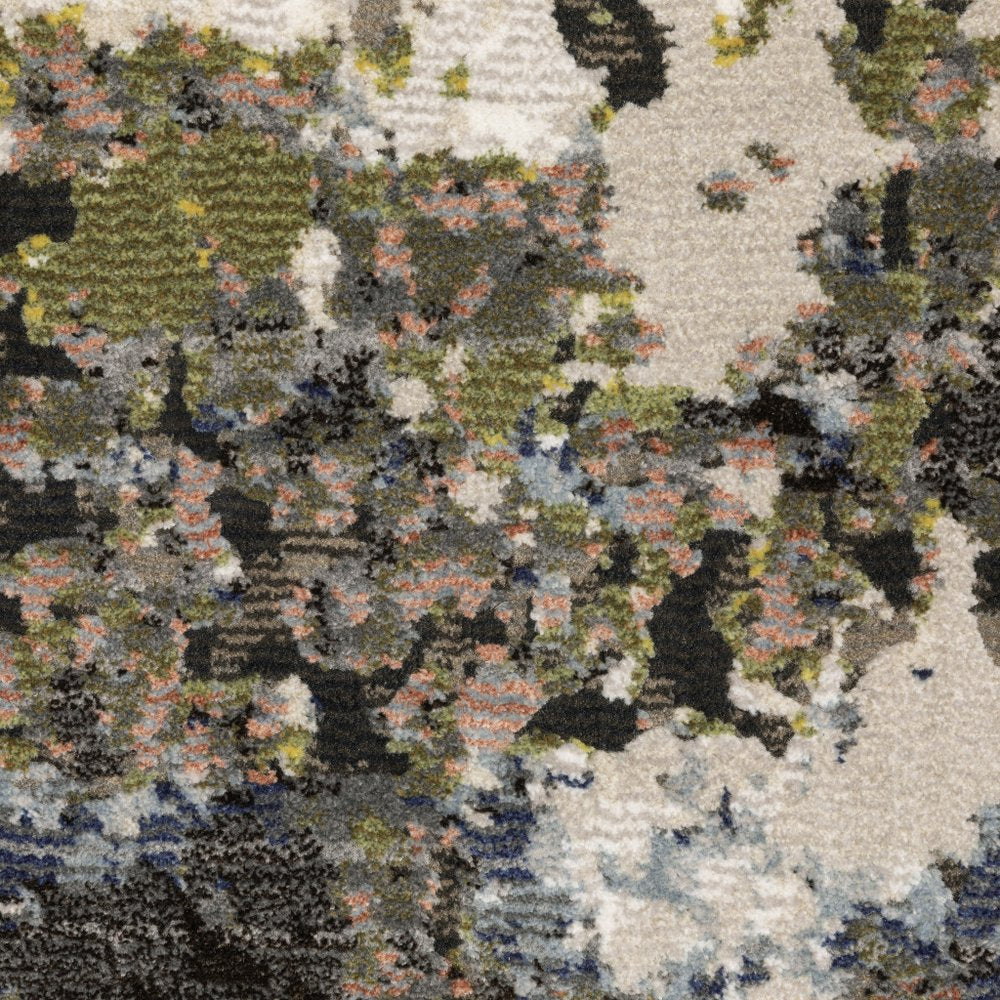7' X 10' Gray And Green Abstract Area Rug