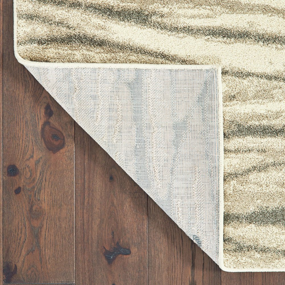 7' X 9' Ivory And Sand Abstract Shag Area Rug