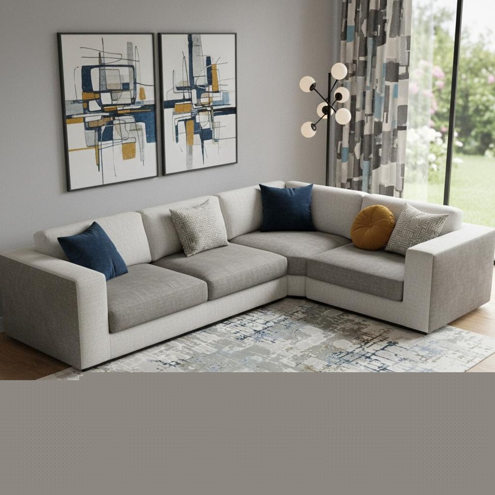 10' X 13' Grey Blue Brown Ivory And Deep Blue Abstract Power Loom Stain Resistant Area Rug
