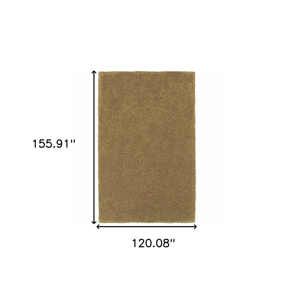 10' X 13' Rich Gold Shag Tufted Handmade Stain Resistant Area Rug