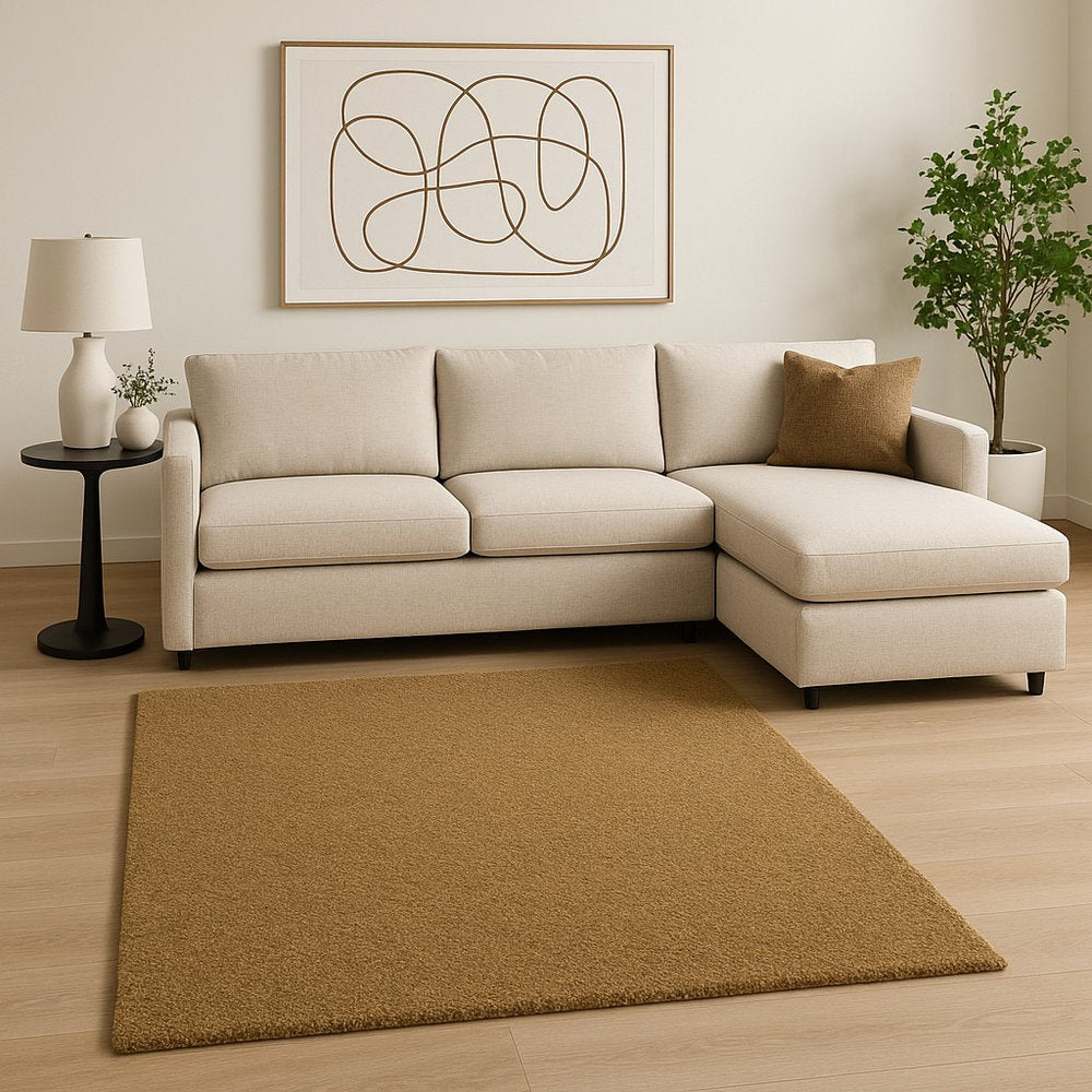 6' X 9' Rich Gold Shag Tufted Handmade Stain Resistant Area Rug