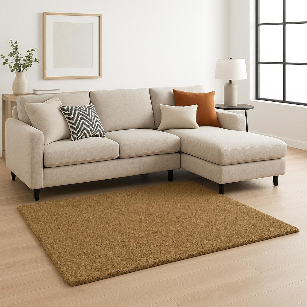 8' X 11' Rich Gold Shag Tufted Handmade Stain Resistant Area Rug