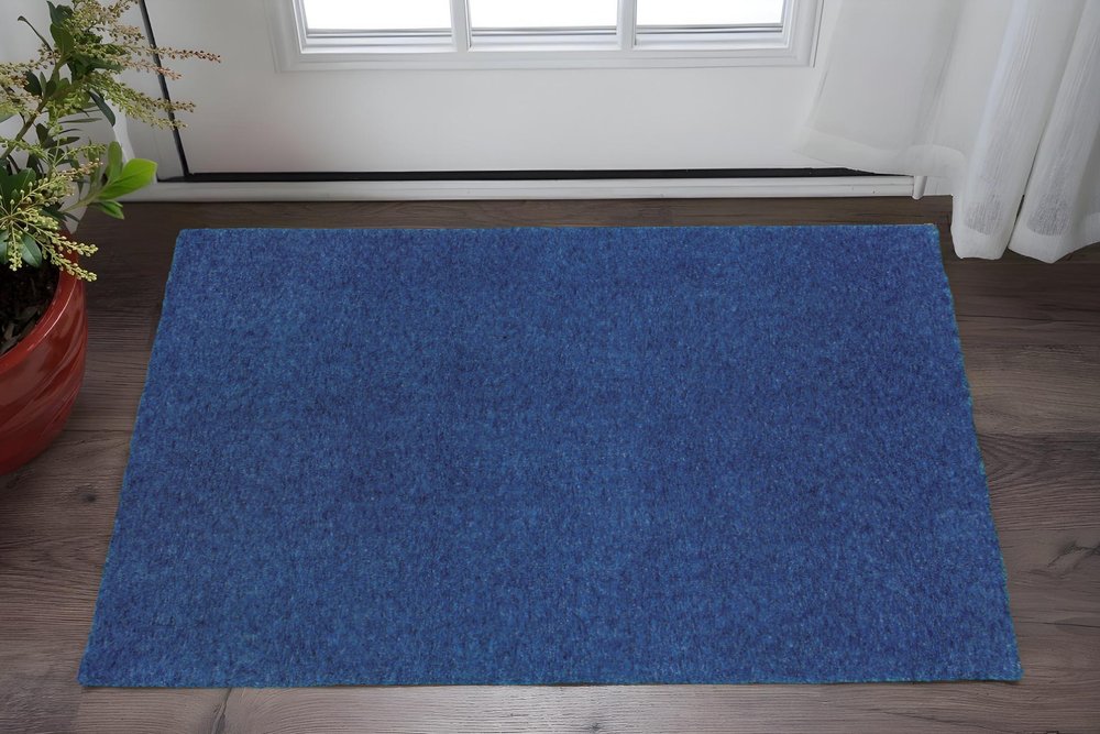 3' X 5' Deep Blue Shag Tufted Handmade Stain Resistant Area Rug