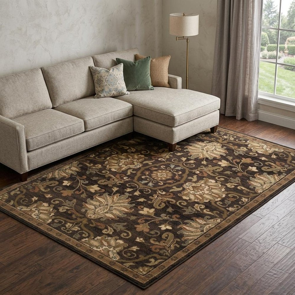 8' X 11' Brown And Beige Oriental Area Rug