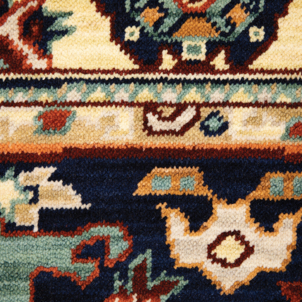 5' X 8' Red Blue Orange And Beige Oriental Power Loom Stain Resistant Area Rug With Fringe