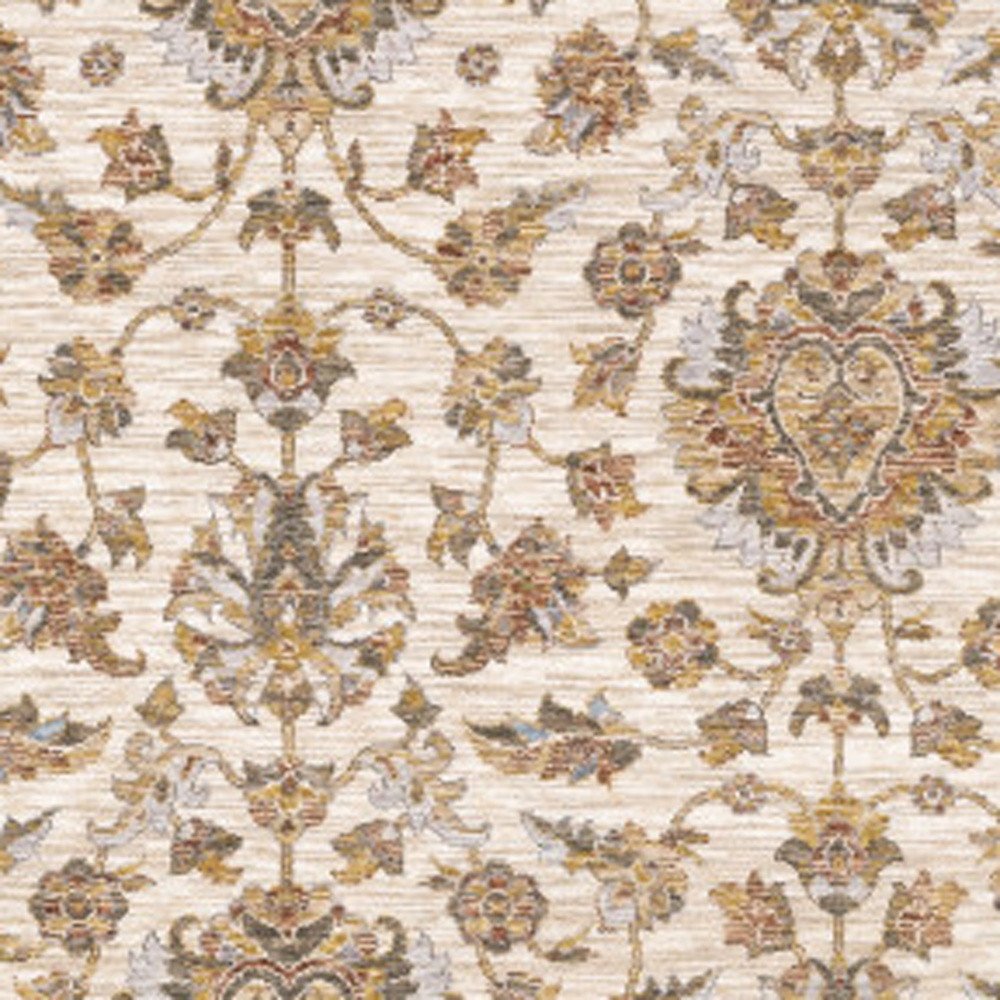 10' X 13' Ivory And Rust Oriental Area Rug With Fringe