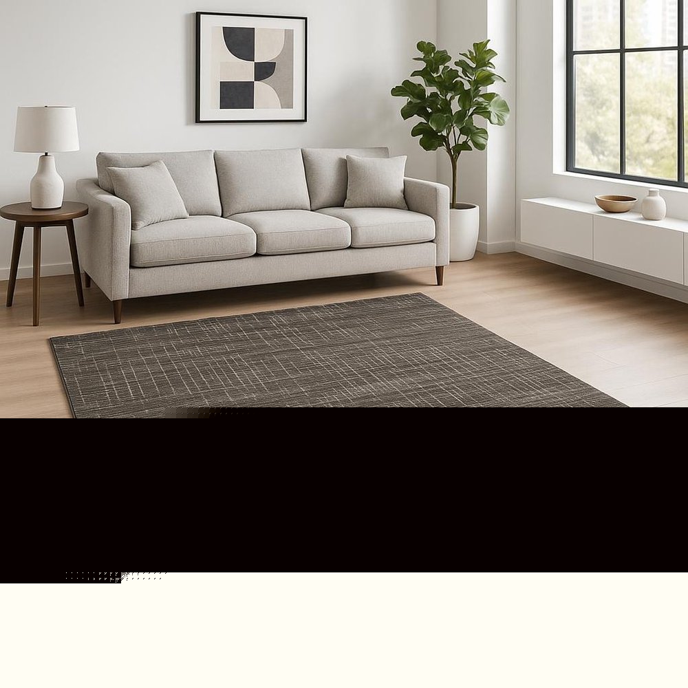 10' X 13' Charcoal Grey Grey Ivory Tan And Brown Abstract Power Loom Stain Resistant Area Rug