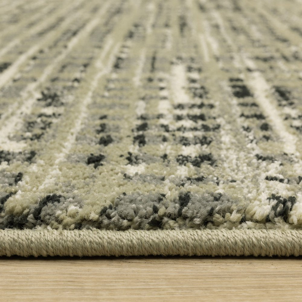 10' X 13' Beige And Gray Geometric Distressed Area Rug