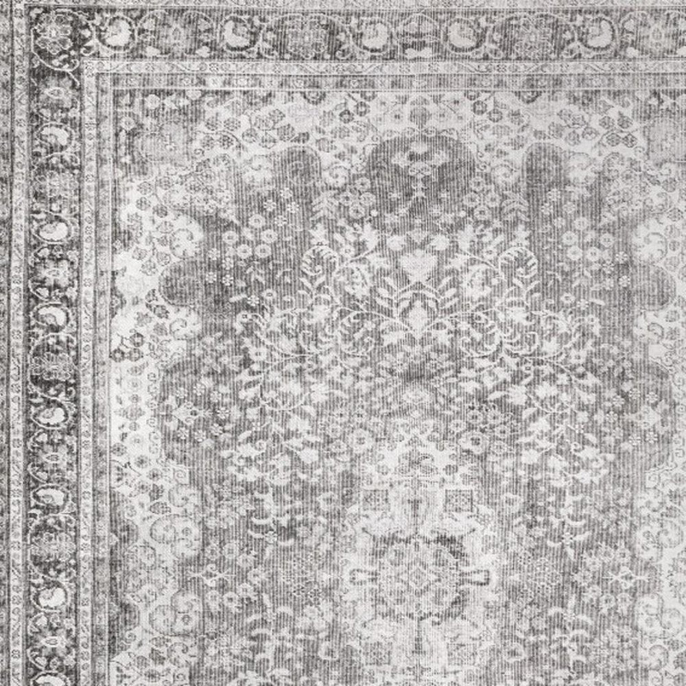 5' X 8' Grey Oriental Power Loom Stain Resistant Area Rug