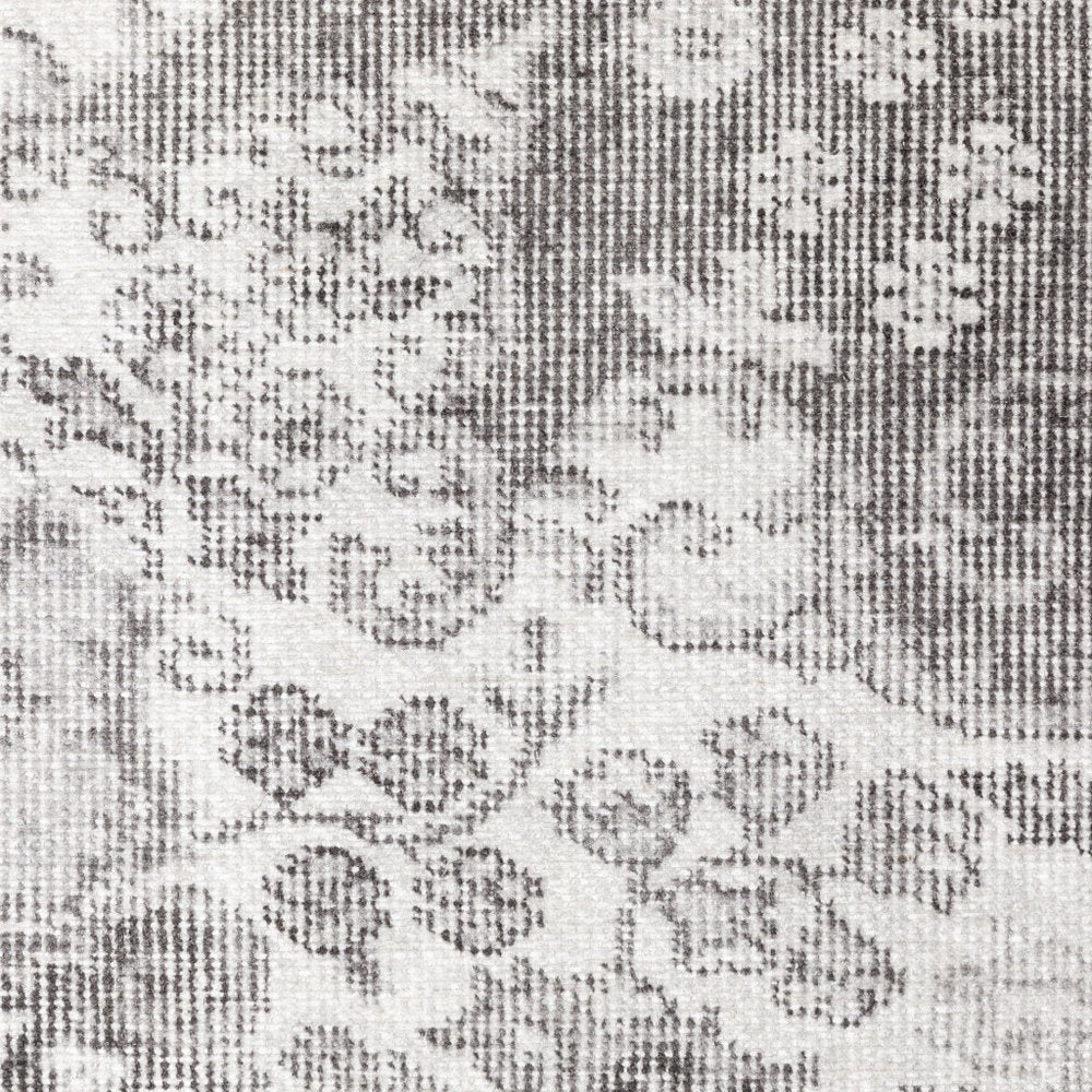 5' X 8' Grey Oriental Power Loom Stain Resistant Area Rug