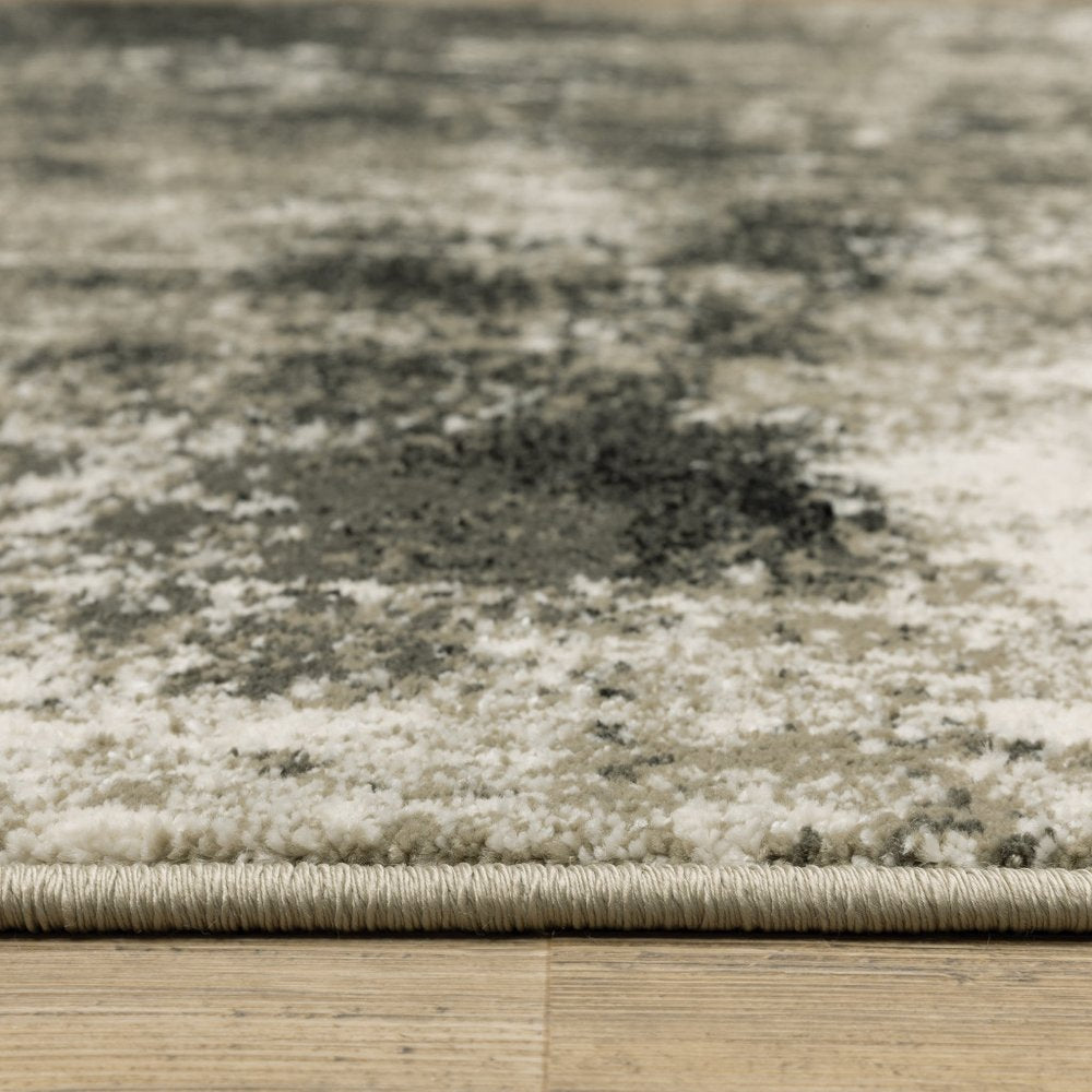 7' X 9' Charcoal And Beige Abstract Area Rug