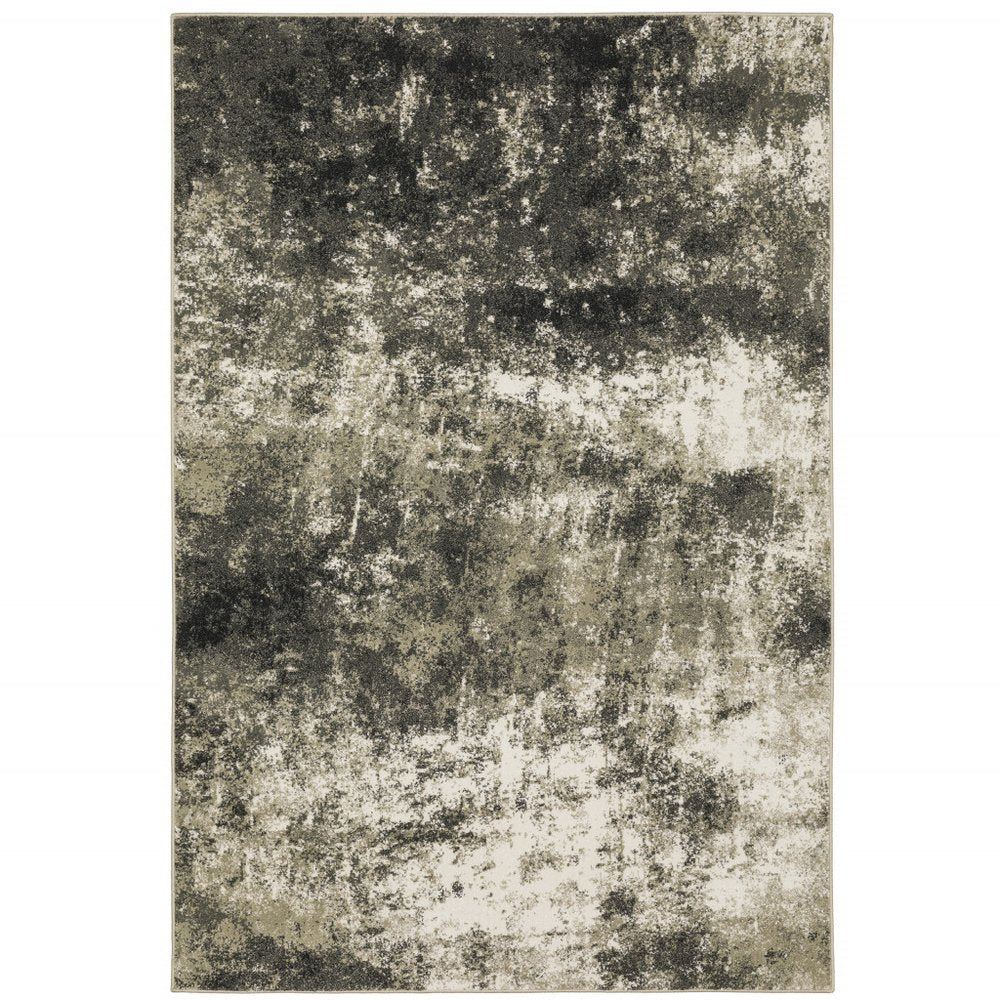 10' X 13' Charcoal And Beige Abstract Area Rug