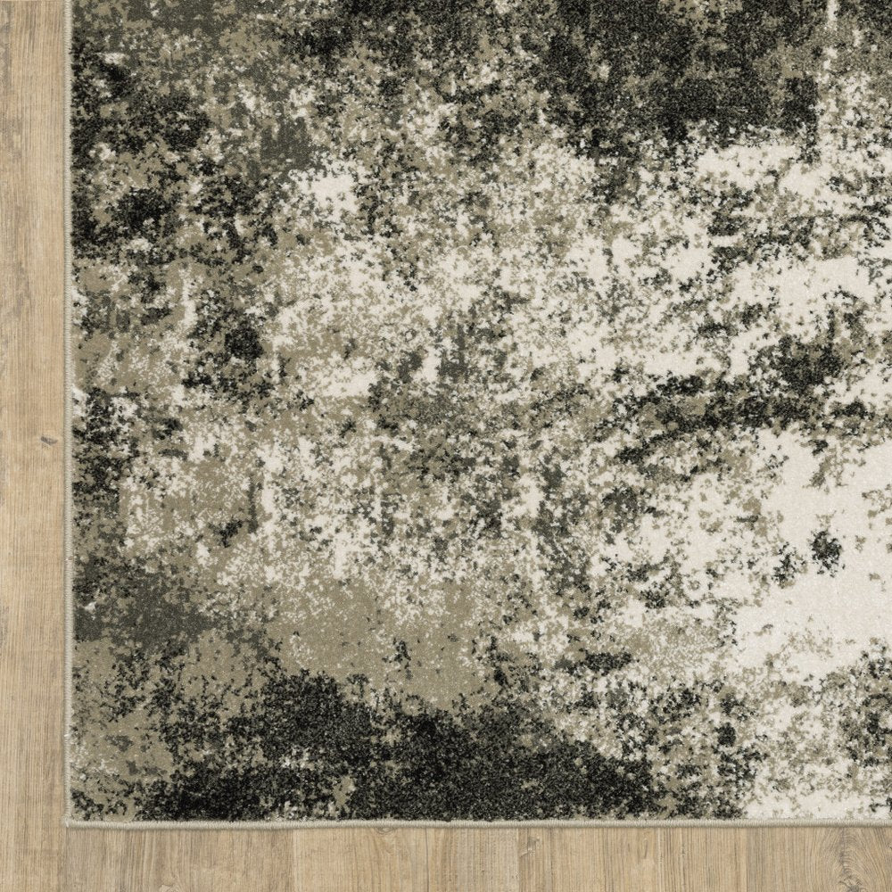 10' X 13' Charcoal And Beige Abstract Area Rug