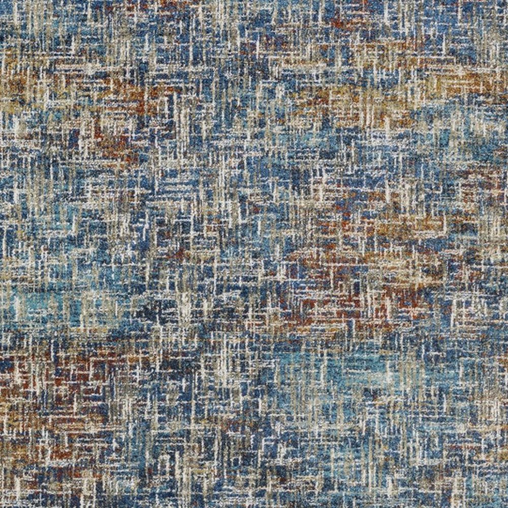 5' X 7' Blue Teal Gold Rust And Beige Abstract Power Loom Stain Resistant Area Rug