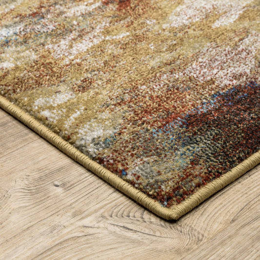 10' X 13' Blue And Gold Abstract Area Rug