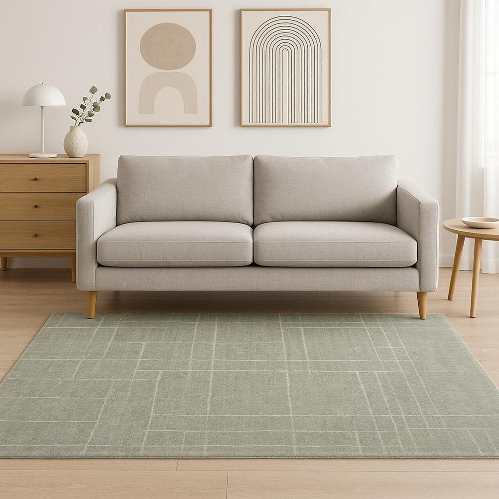 5' X 8' Grey And Ivory Geometric Shag Power Loom Stain Resistant Area Rug