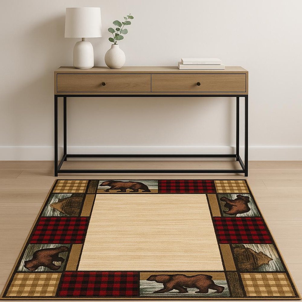 4' X 6' Ivory Southwestern Power Loom Stain Resistant Area Rug