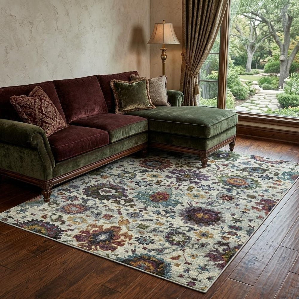 10' X 13' Purple and Gray Oriental Power Loom Area Rug
