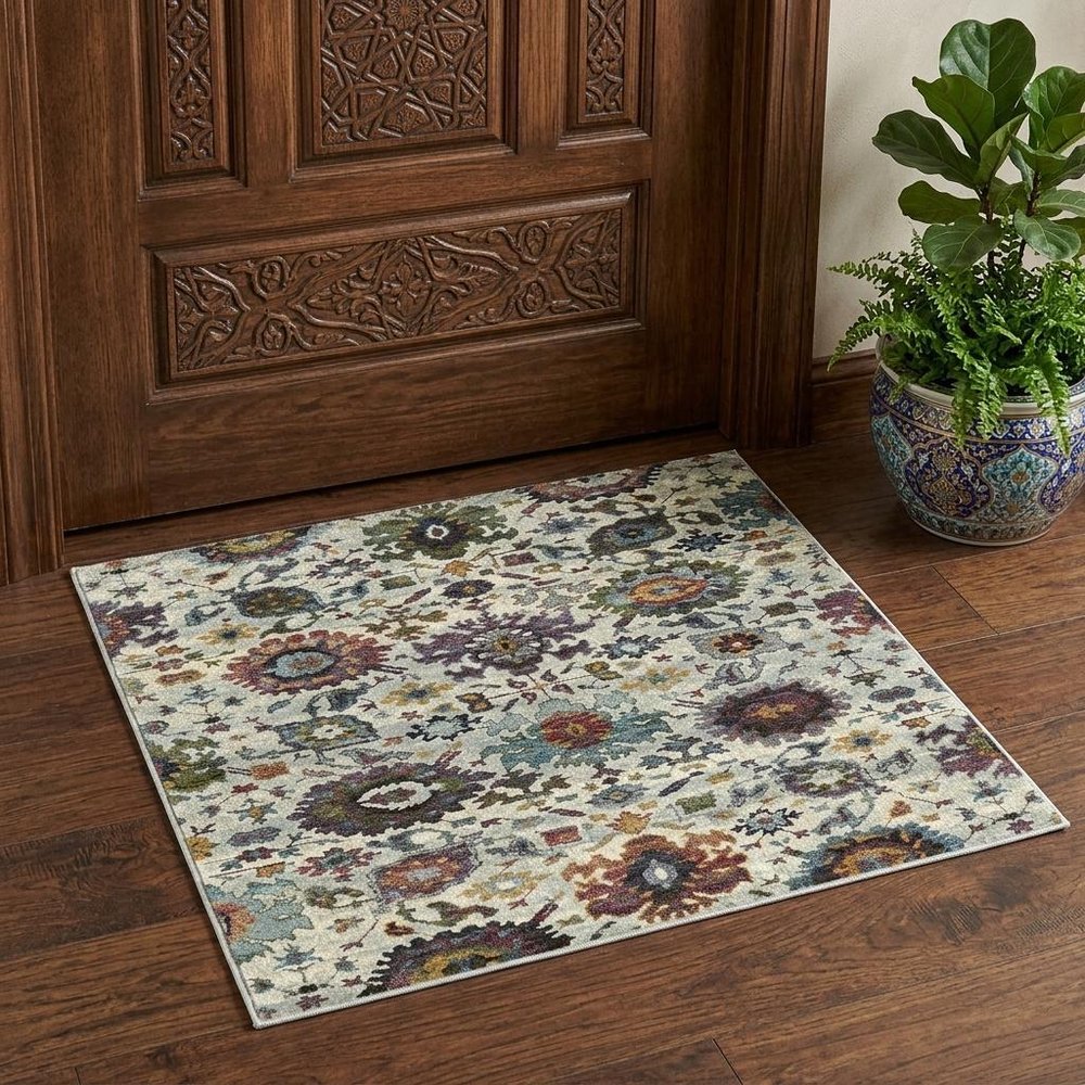 2' X 3' Stone Purple And Green Oriental Area Rug
