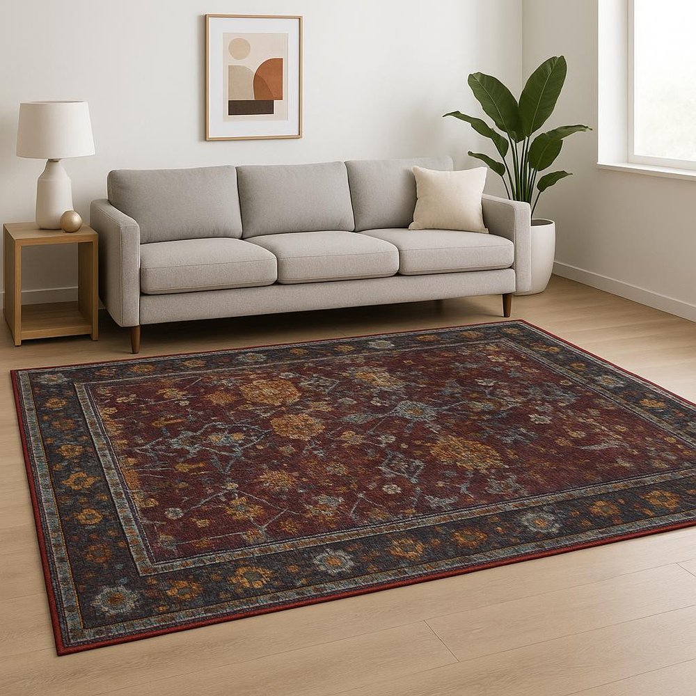 10' X 13' Red Purple Oriental Power Loom Area Rug