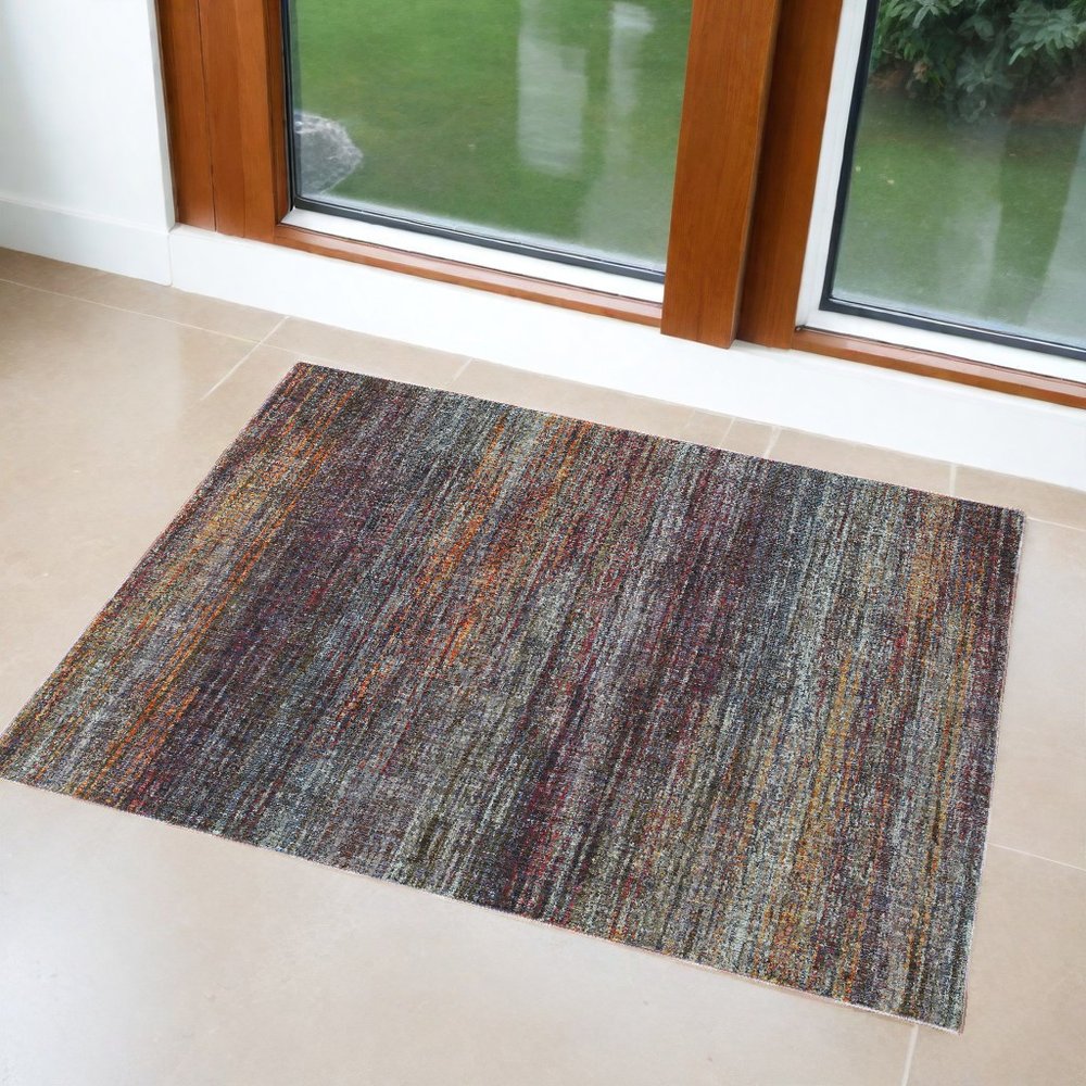 2' X 3' Blue And Gray Abstract Area Rug