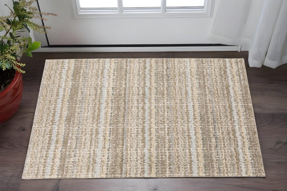 3' X 5' Gray and Ivory Abstract Power Loom Area Rug