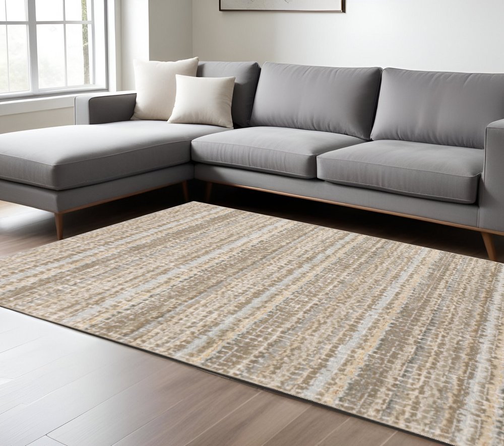 9' X 12' Gray and Ivory Abstract Power Loom Area Rug