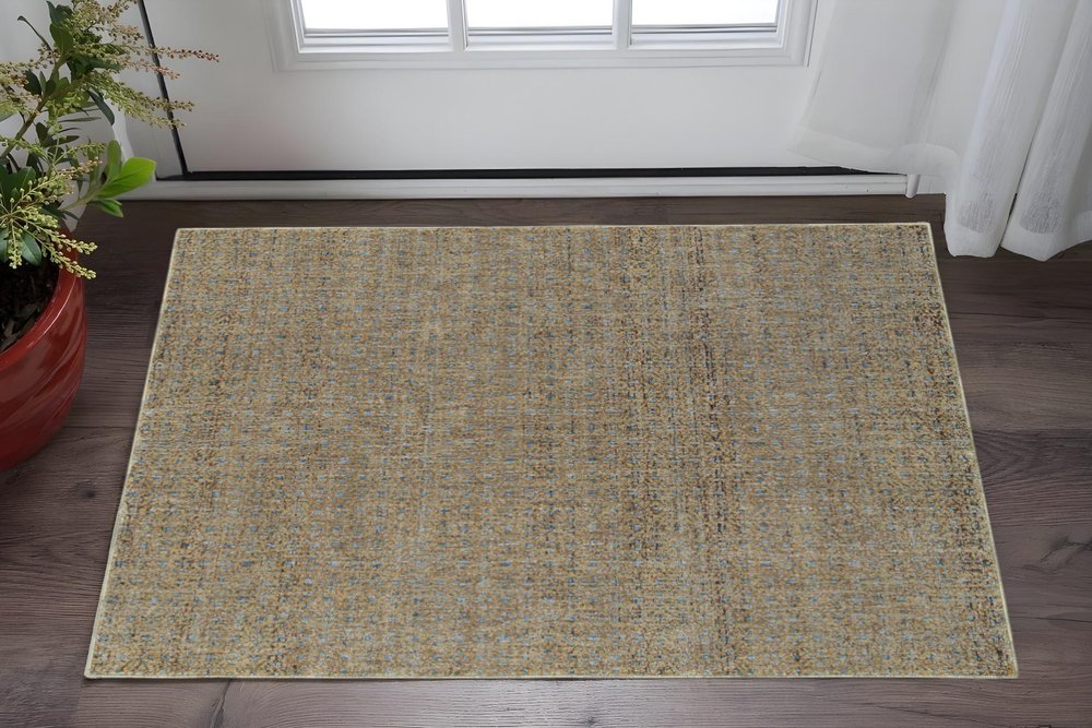 2' X 3' Blue and Silver Geometric Power Loom Area Rug