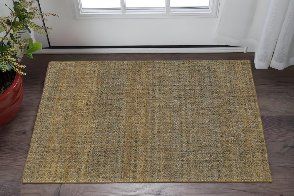 2' X 3' Green Geometric Power Loom Area Rug