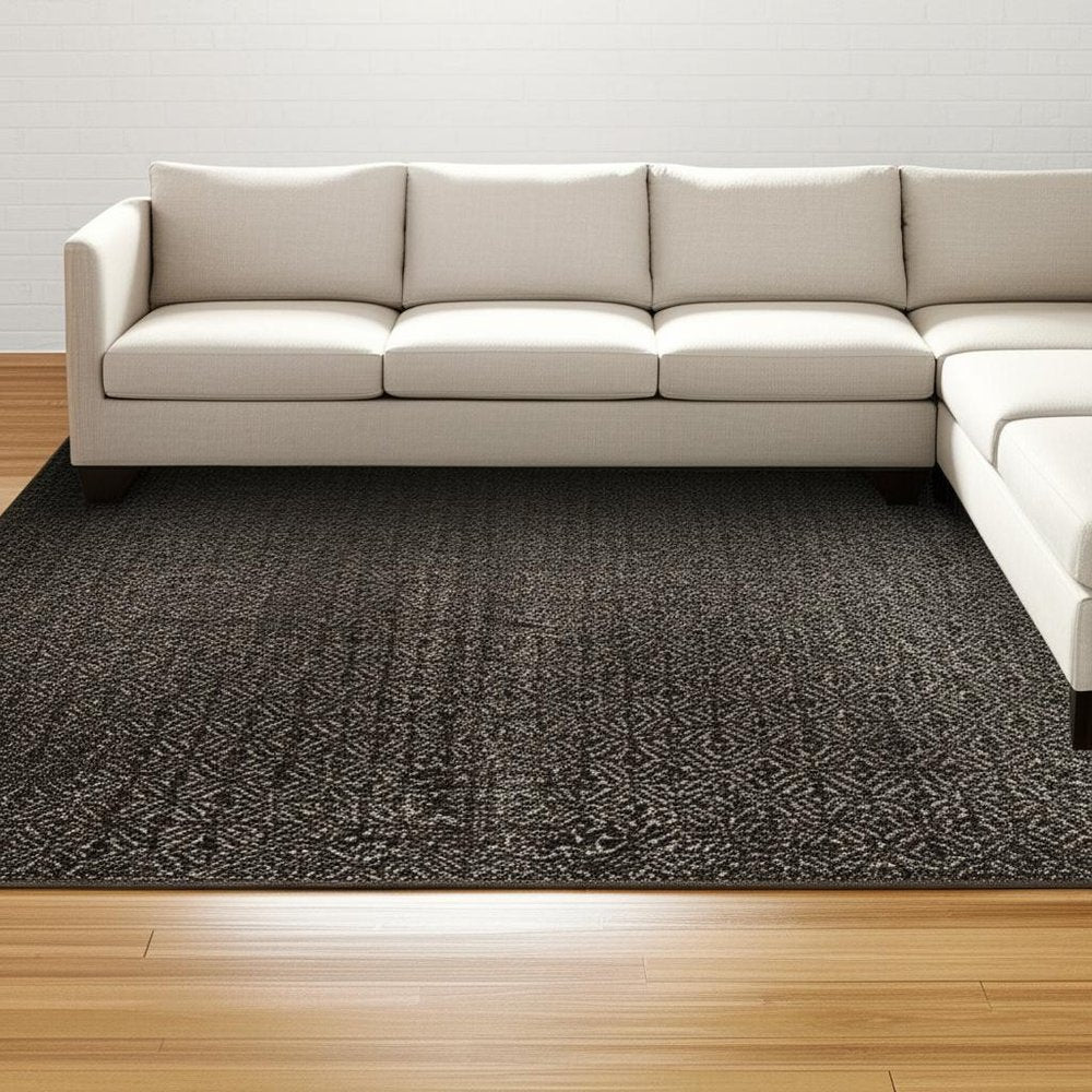 8' X 11' Gray Geometric Power Loom Area Rug