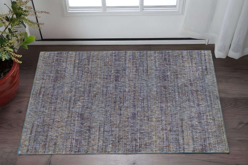 2' X 3' Blue and Ivory Power Loom Area Rug