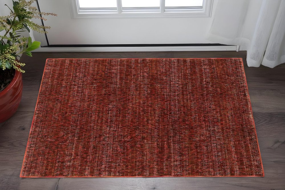 2' X 3' Red and Gray Power Loom Area Rug