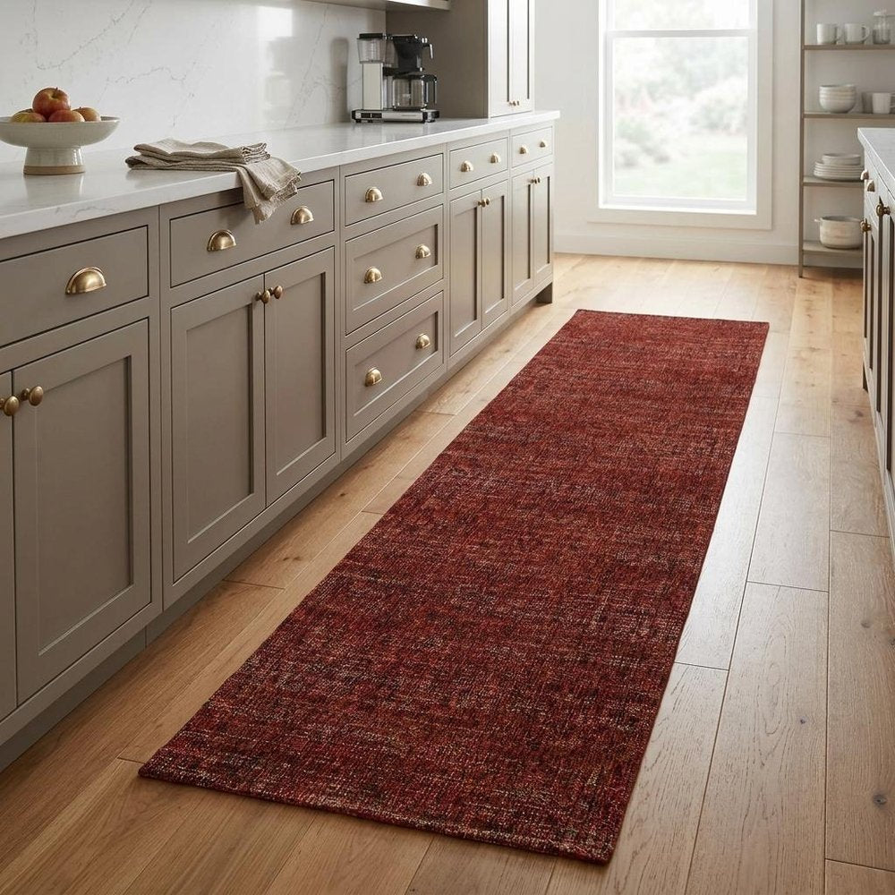 8' Red And Rust Distressed Runner Rug