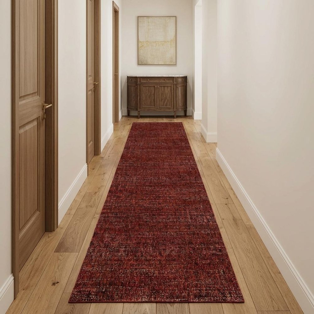 12' Red Gray And Charcoal Runner Rug