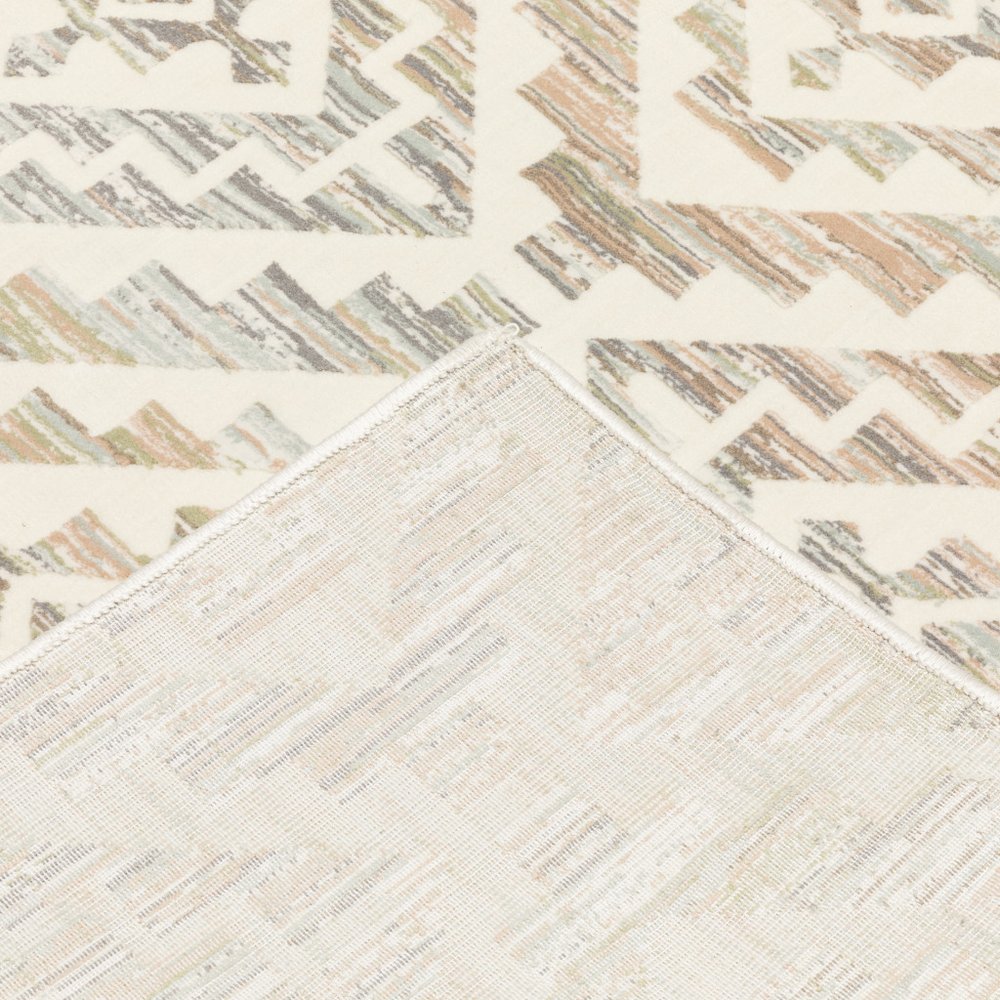 2' X 8' Grey Pink And Sage Geometric Power Loom Stain Resistant Runner Rug