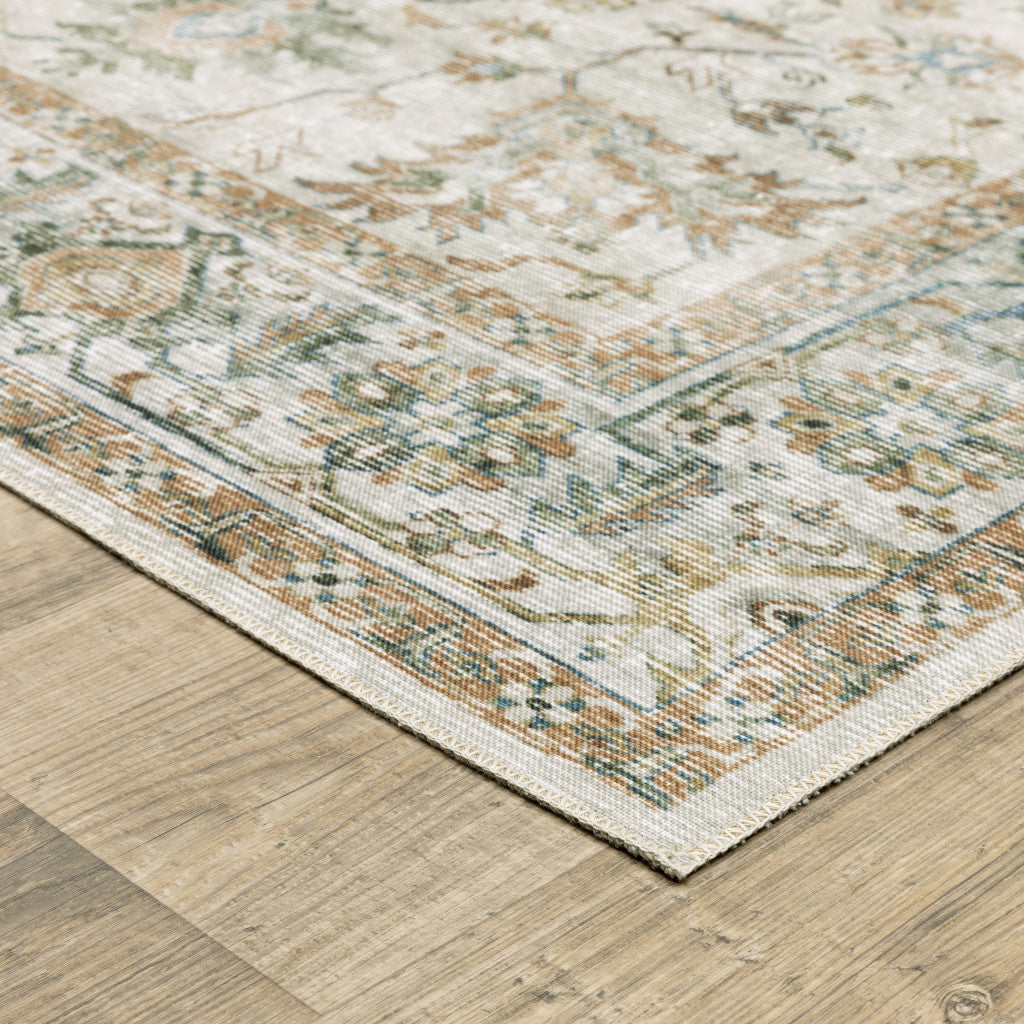 4' X 6' Blue and Gray Oriental Non Skid Area Rug