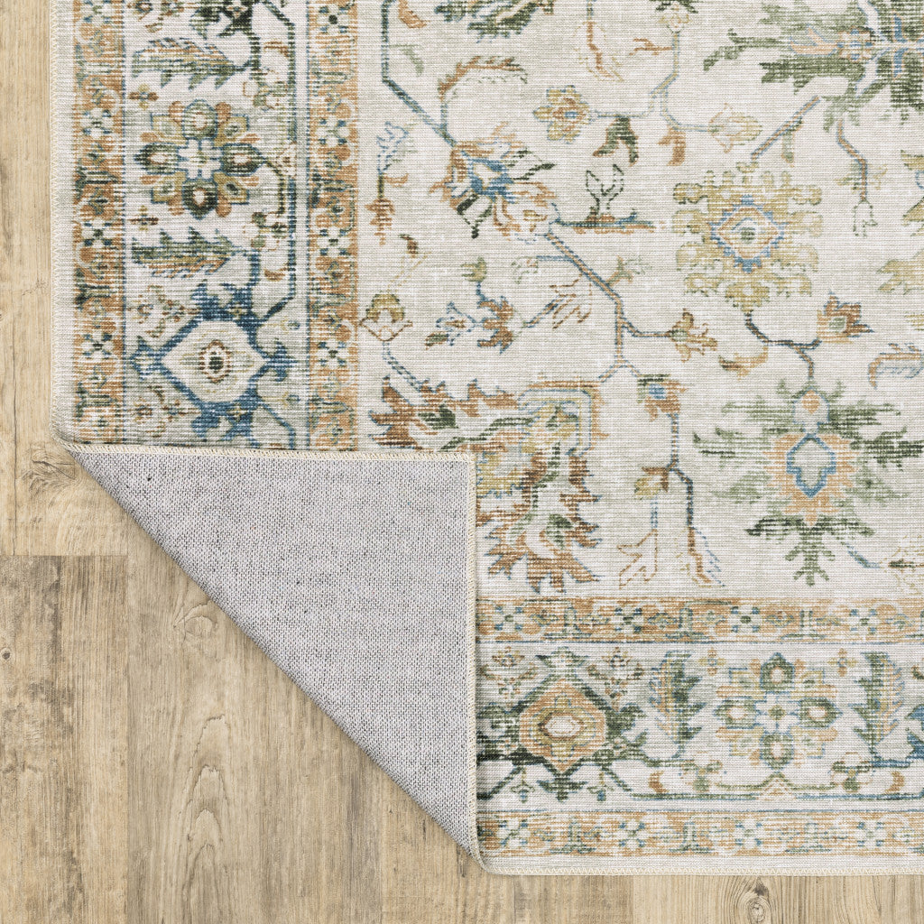 4' X 6' Blue and Gray Oriental Non Skid Area Rug