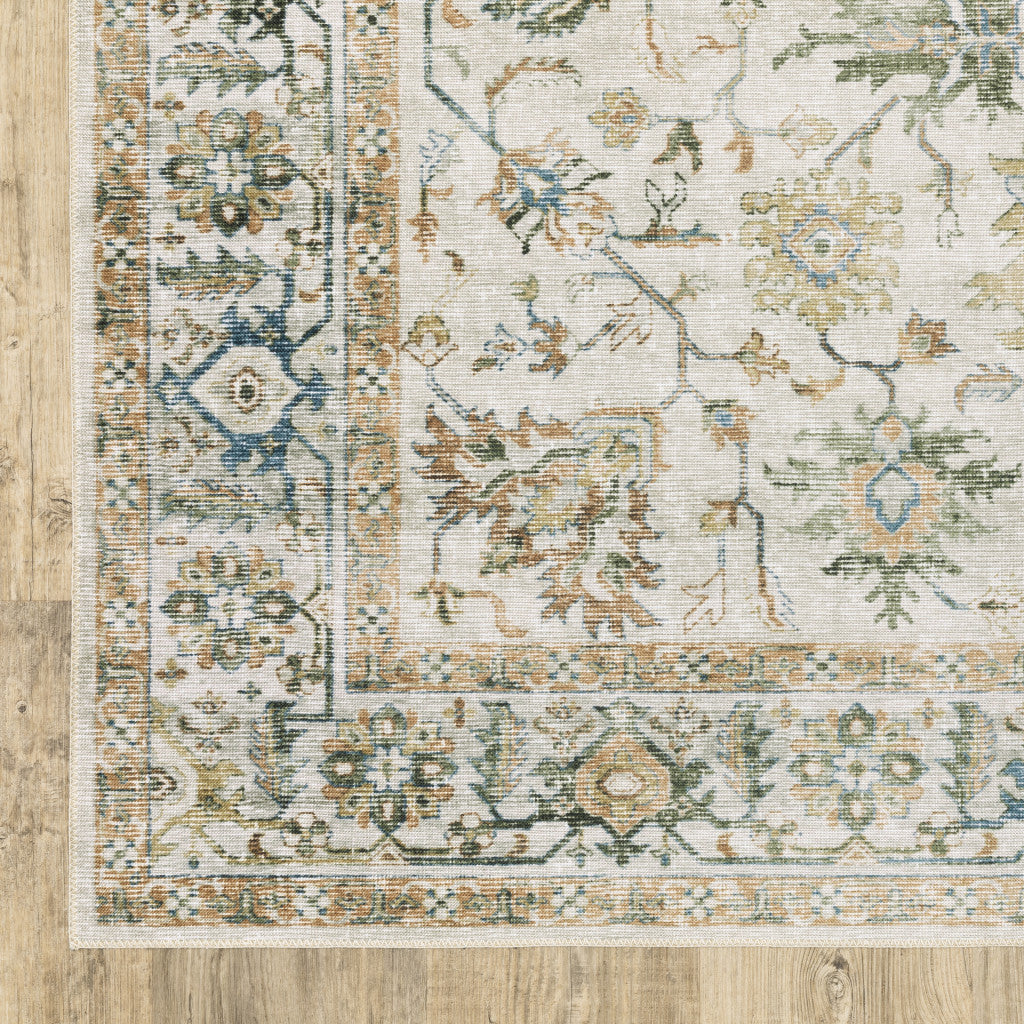 4' X 6' Blue and Gray Oriental Non Skid Area Rug