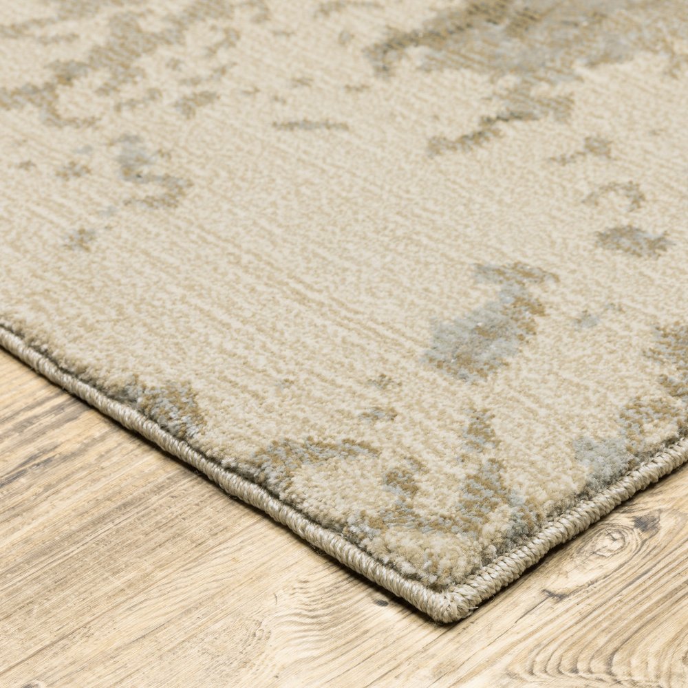 8' Gray And Ivory Abstract Runner Rug