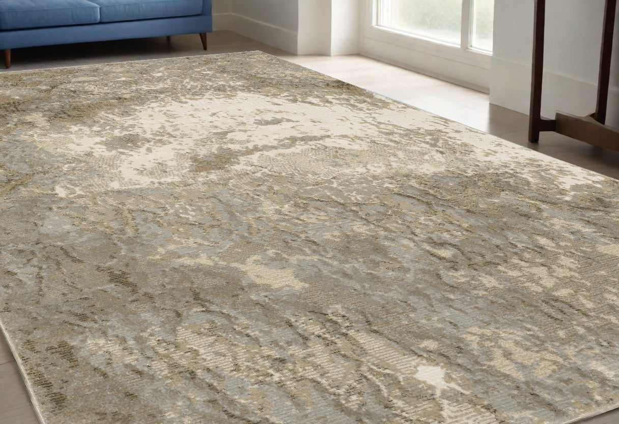 5' X 7' Gray and Ivory Abstract Power Loom Area Rug