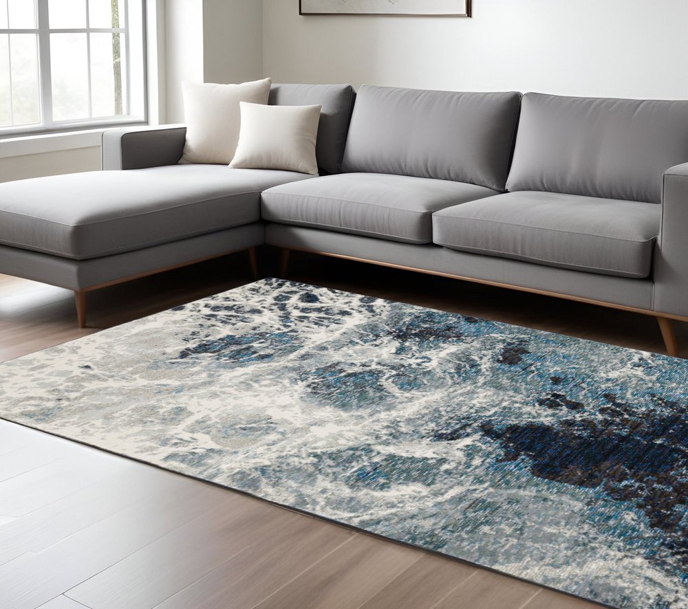 10' X 13' Gray Abstract Power Loom Area Rug