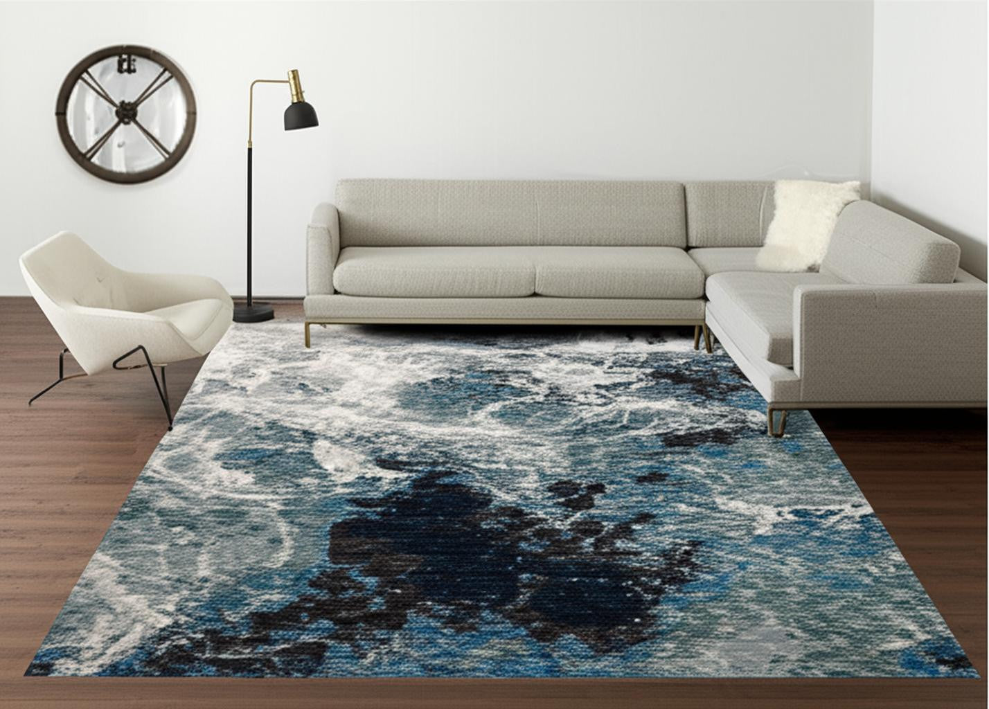 7' X 10' Gray Abstract Power Loom Area Rug