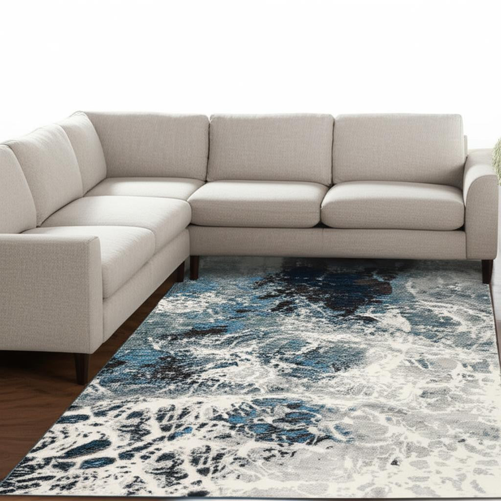 8' X 11' Gray Abstract Power Loom Area Rug