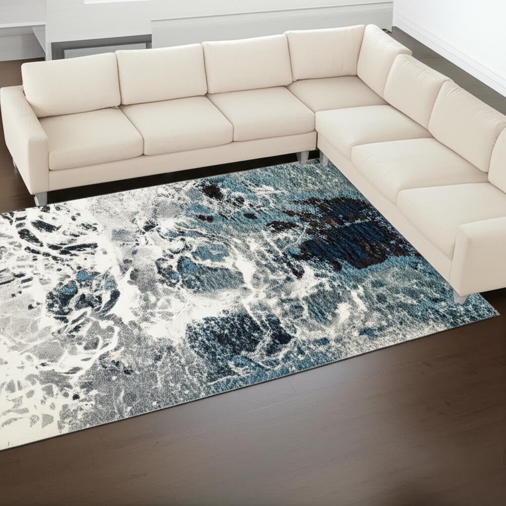9' X 12' Gray Abstract Power Loom Area Rug