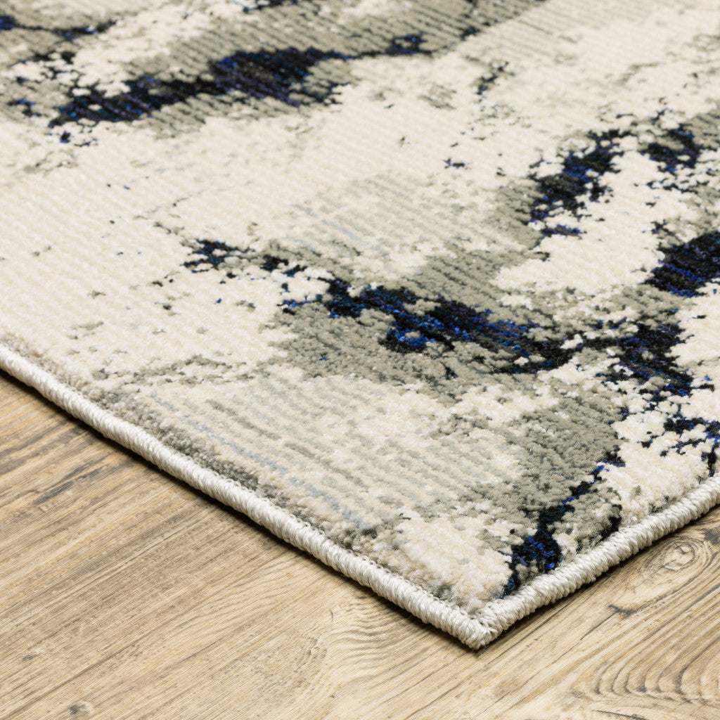8' Gray And Black Abstract Runner Rug