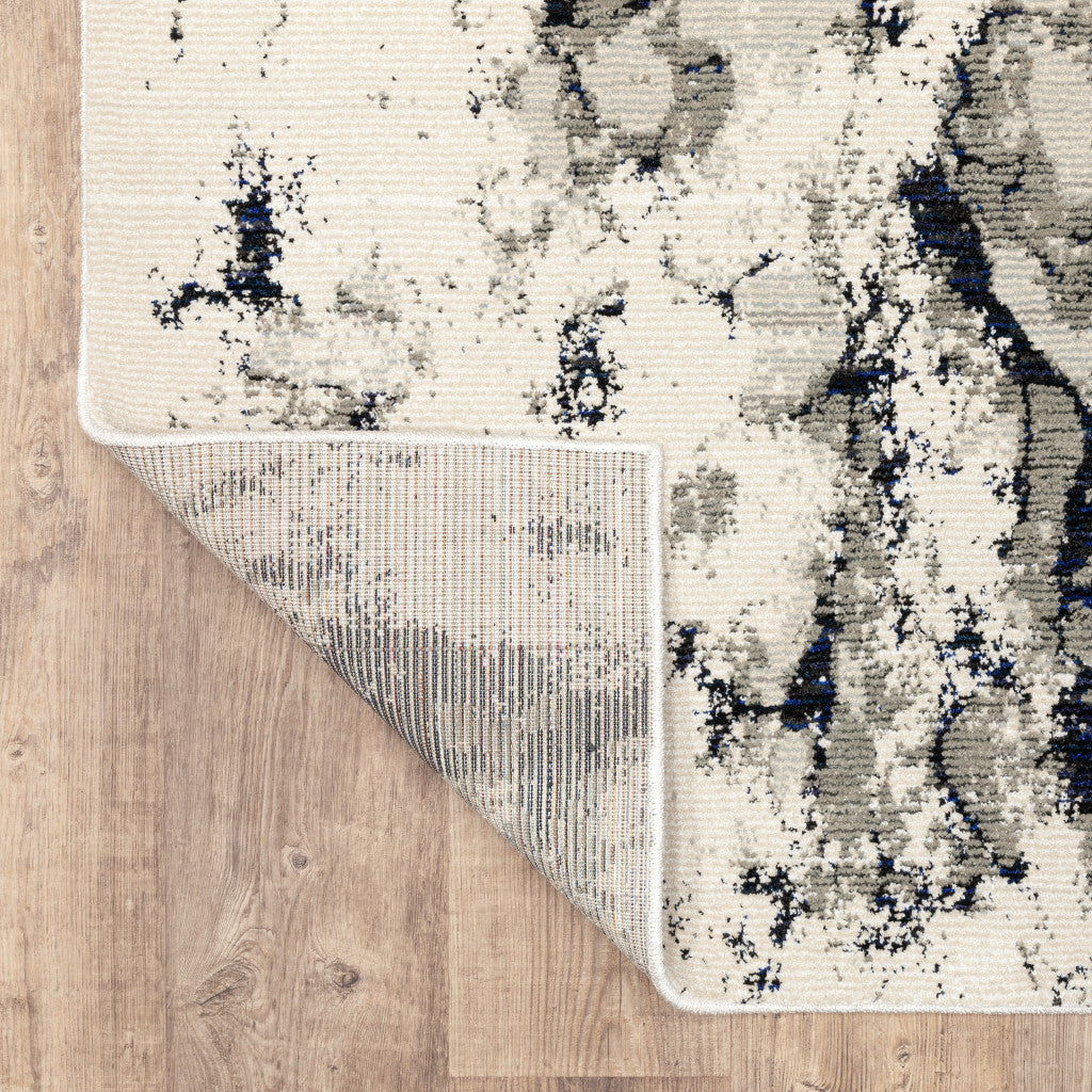 8' Gray And Black Abstract Runner Rug