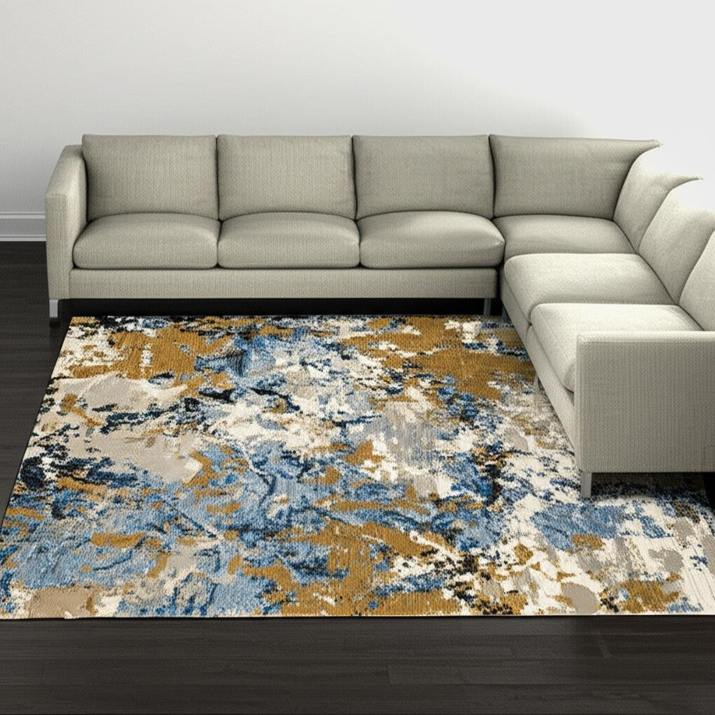 9' X 12' Gray and Ivory Abstract Power Loom Area Rug