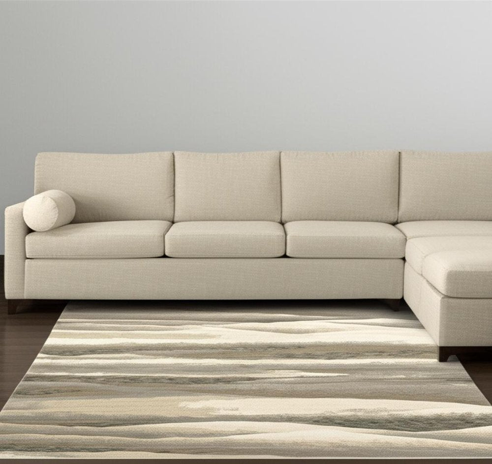 10' X 13' Blue and Gray Abstract Power Loom Area Rug